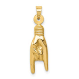 14K 3-D Hollow Rock On Sign Charm K6393
