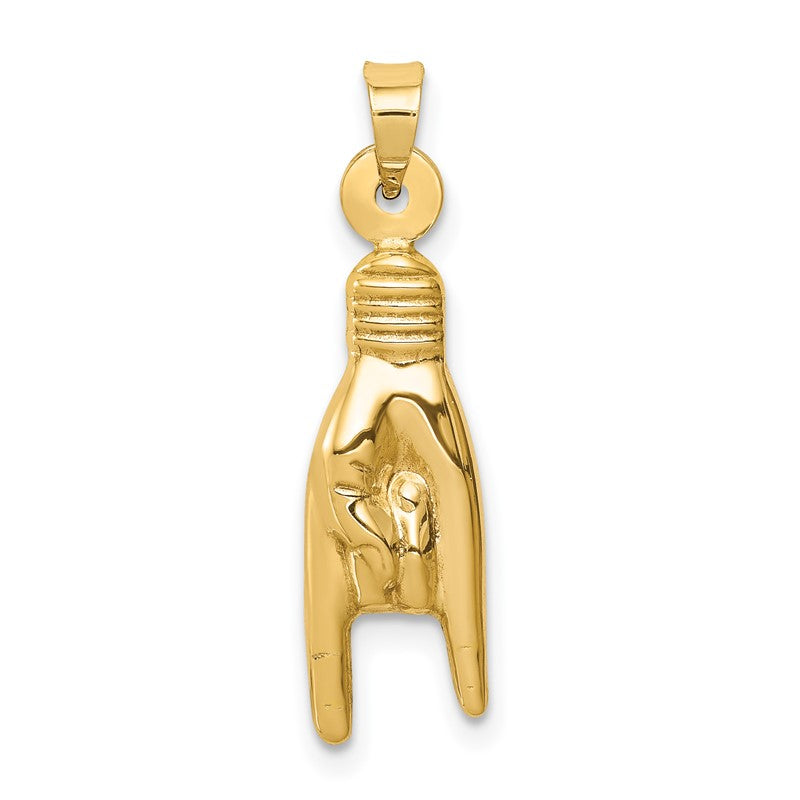 14K 3-D Hollow Rock On Sign Charm K6393