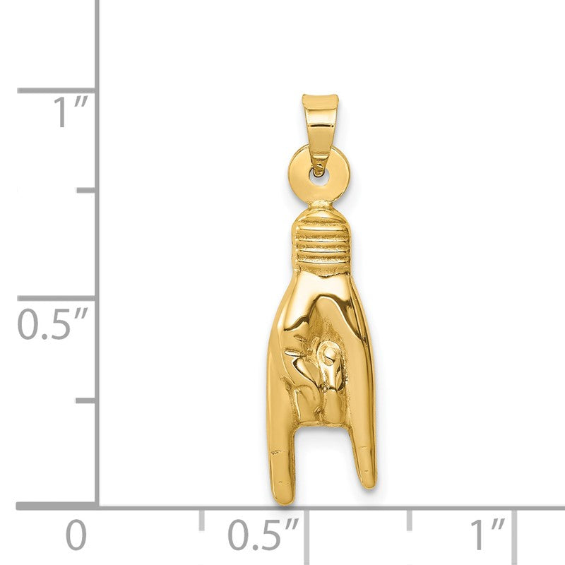 14K 3-D Hollow Rock On Sign Charm K6393