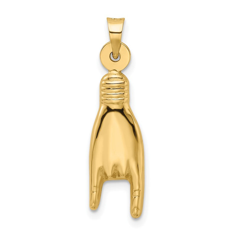 14K 3-D Hollow Rock On Sign Charm K6393