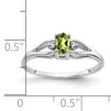 14k White Gold 5x3mm Oval Peridot and AA Diamond Ring Y2080PE/AA