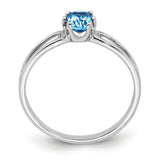 14k White Gold 6x4mm Oval Blue Topaz ring Y4634BT