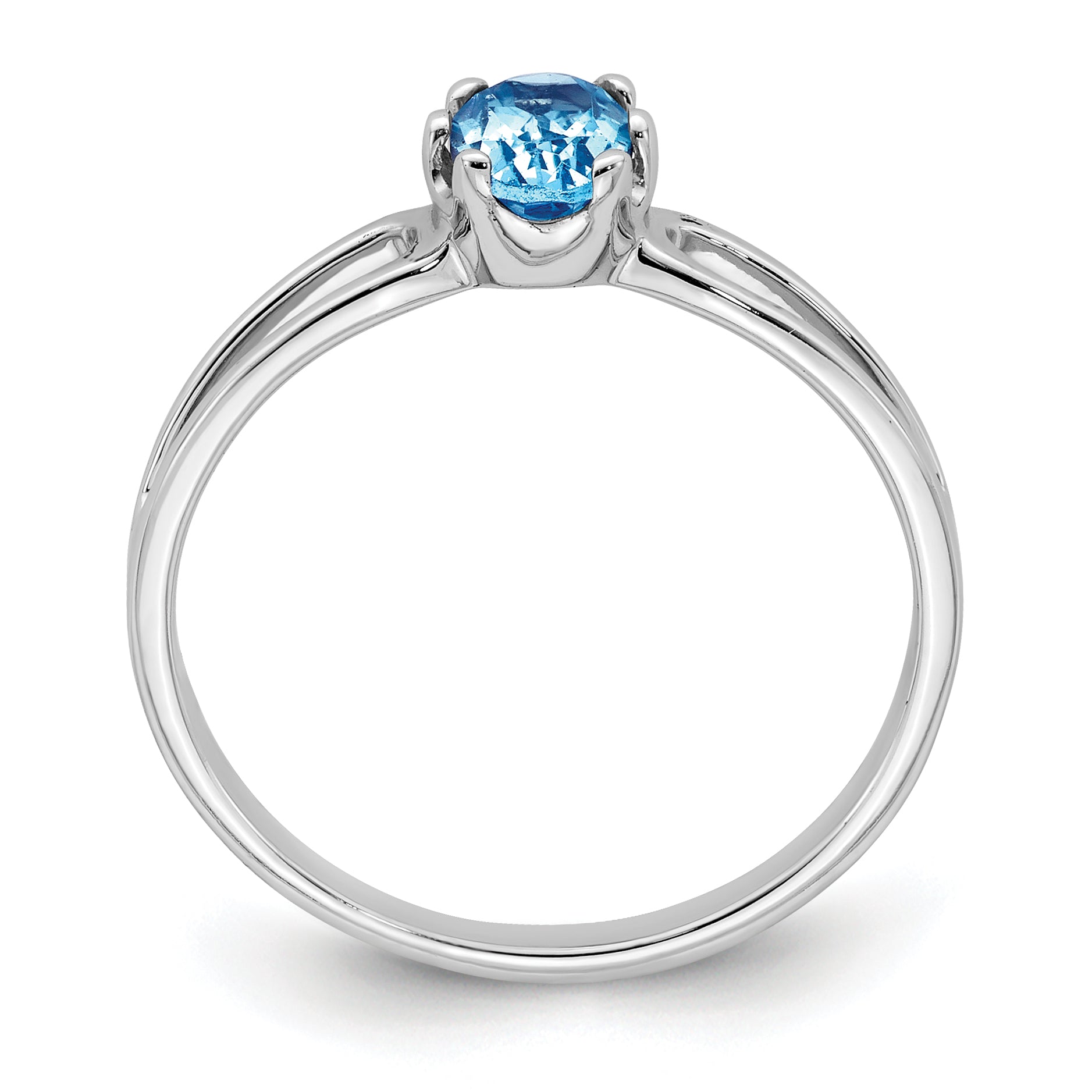 14k White Gold 6x4mm Oval Blue Topaz ring Y4634BT