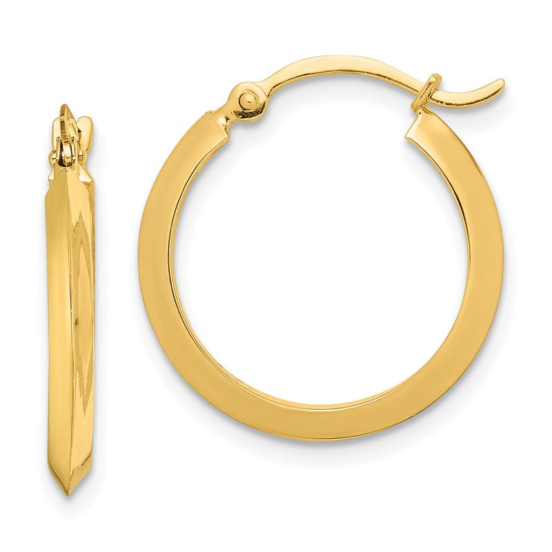 14K 2.25x19mm Polished Knife-Edge Tube Hoop Earrings TF1629