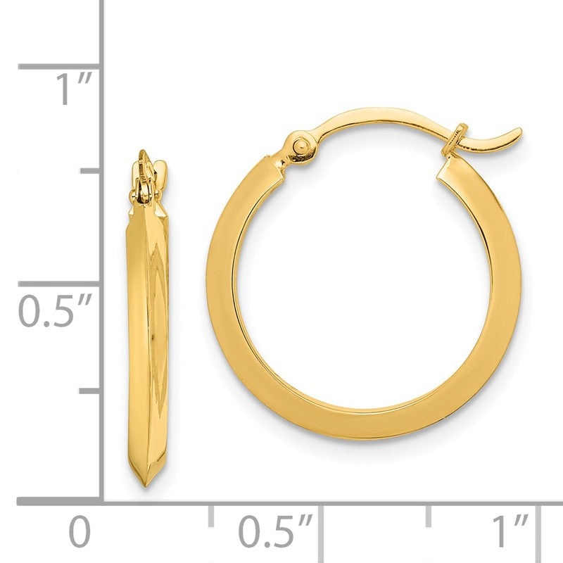 14K 2.25x19mm Polished Knife-Edge Tube Hoop Earrings TF1629
