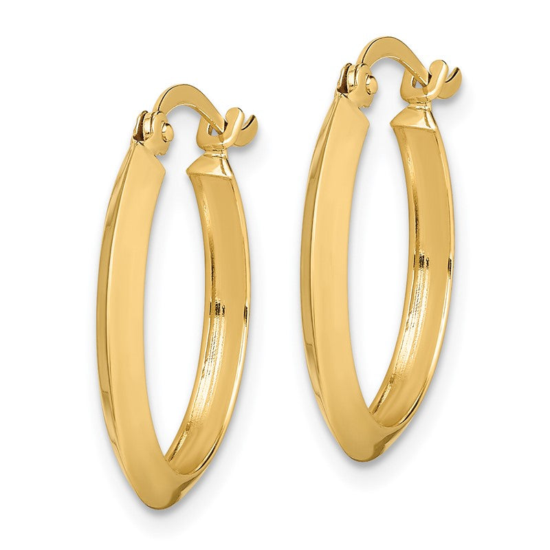 14K 2.25x19mm Polished Knife-Edge Tube Hoop Earrings TF1629