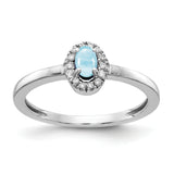 14k White Gold 1/15 carat Diamond and 5x3mm Oval Cabochon Aquamarine Halo Ring RM4035