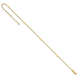 14K Polished Hearts 4-Station 10 inch Plus 1 inch Extender - Total 11 inch Anklet ANK305