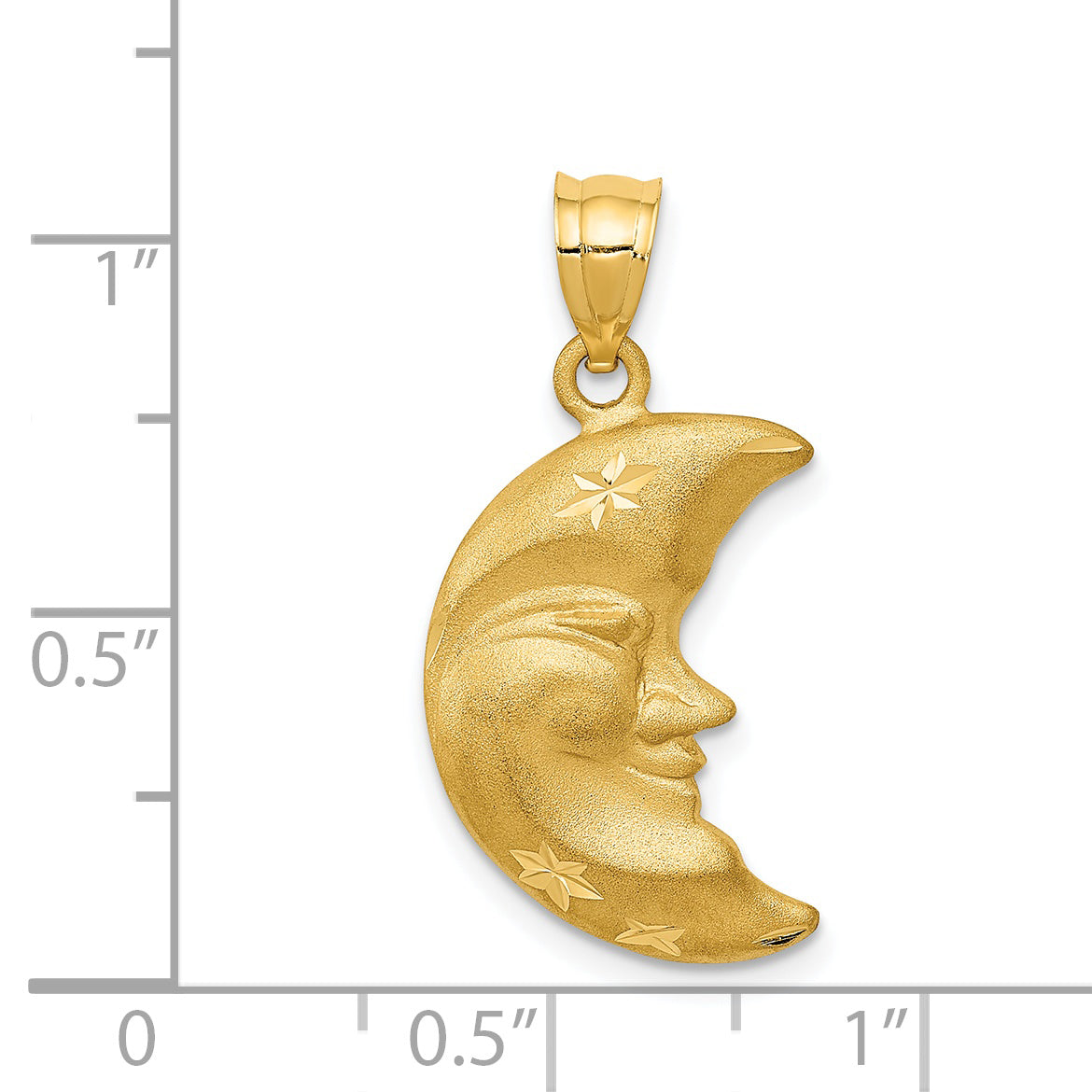 14k Satin Diamond-cut Moon Charm C137