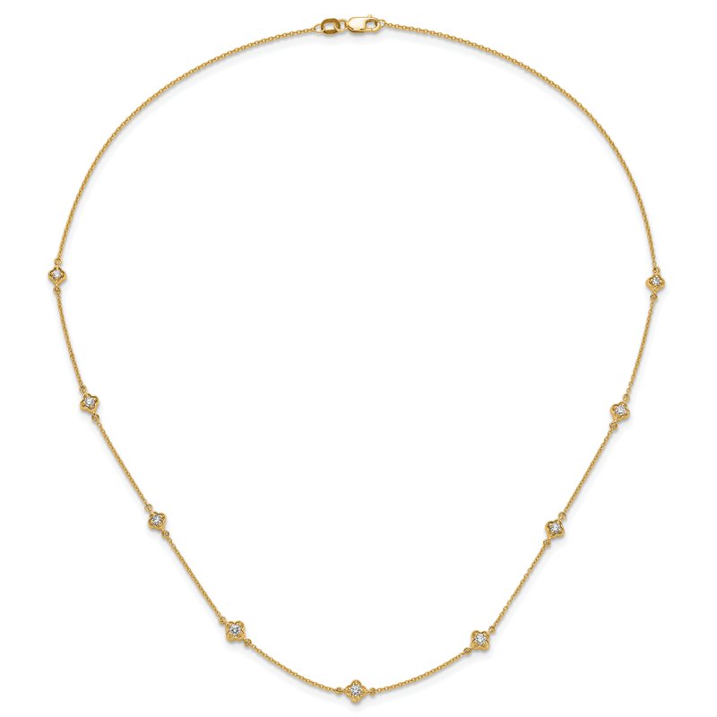 14k White Gold Complete 1/2 carat Diamond Quatrefoil Design 9-Station 18 inch Necklace PM3753