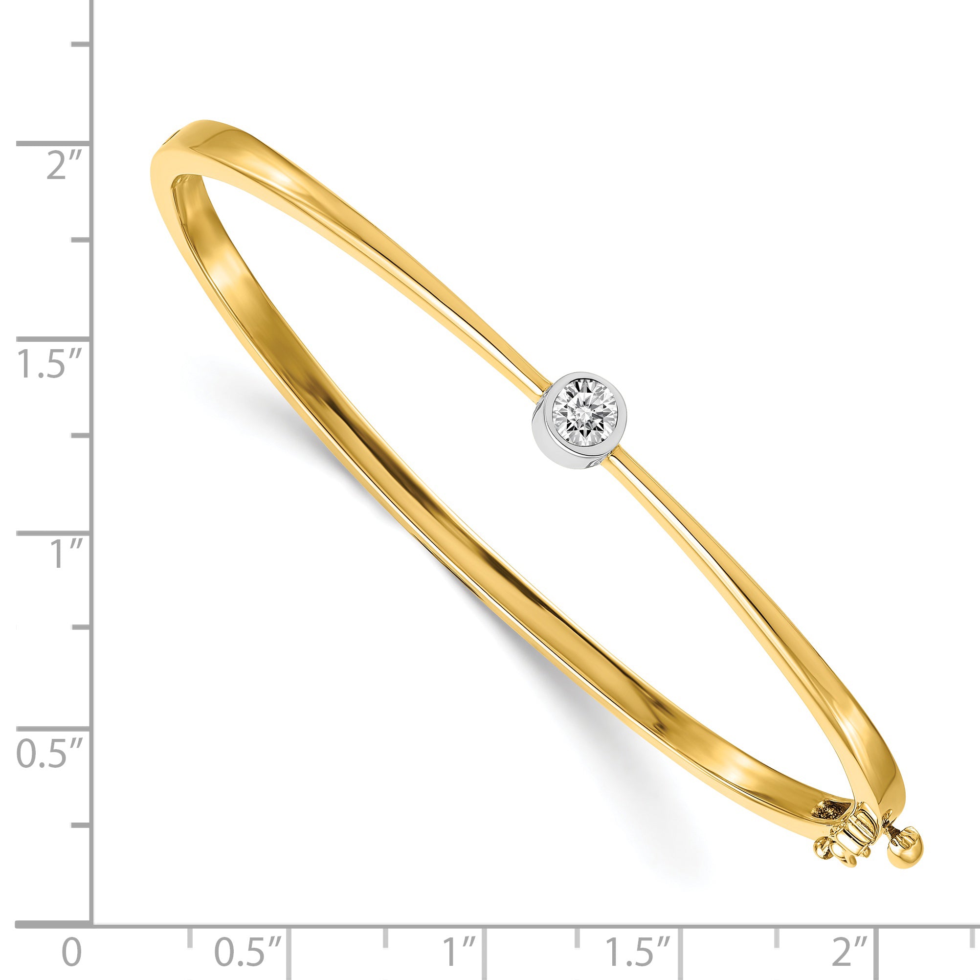 14k Two-tone Complete 1/4 carat AAA Diamond Hinged Oval Bangle Bracelet XB194AAA