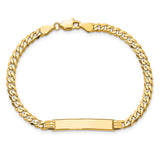 14k Polished Solid Chain/Solid Plate Curb Link 24.5x5mm Plate 7 inch ID Bracelet LID61