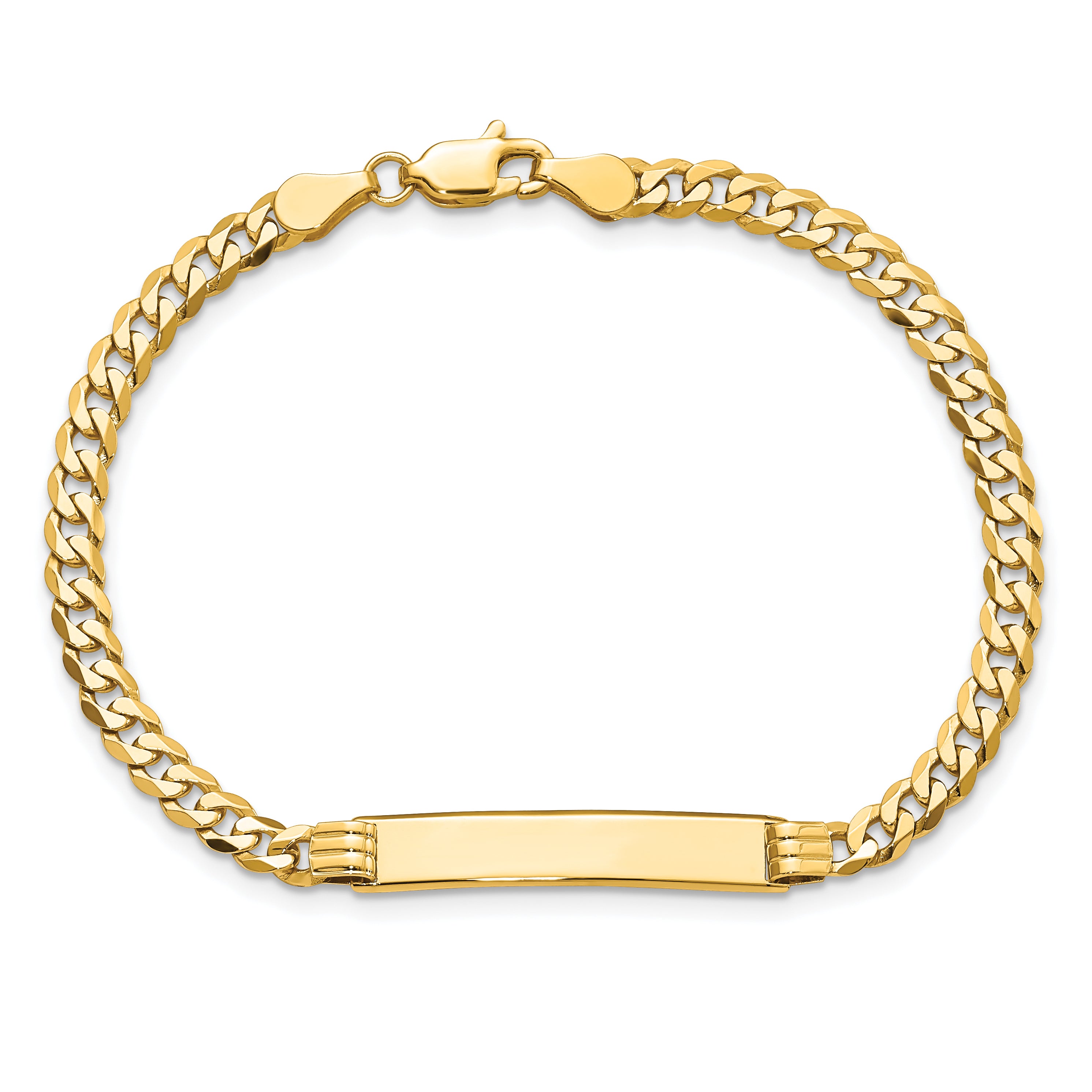 14k Polished Solid Chain/Solid Plate Curb Link 24.5x5mm Plate 7 inch ID Bracelet LID61