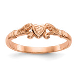 14K Rose Gold Textured Mini Heart Size 1 Baby / Childs Ring K5793