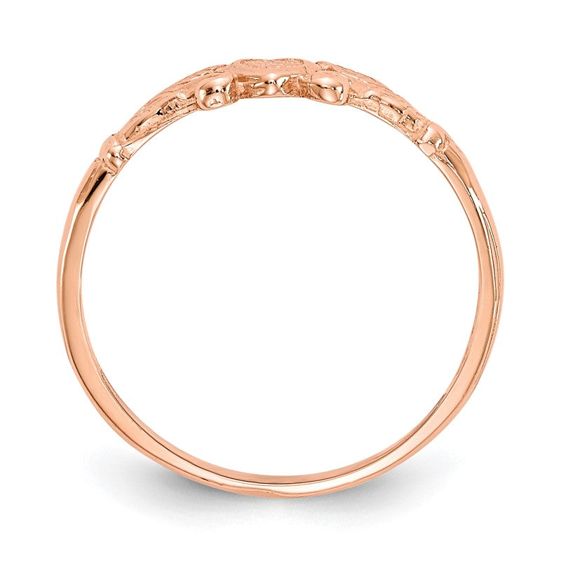 14K Rose Gold Textured Mini Heart Size 1 Baby / Childs Ring K5793