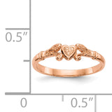 14K Rose Gold Textured Mini Heart Size 1 Baby / Childs Ring K5793