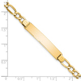 14k Polished Semi-Solid Chain/Solid Plate Figaro Link 34.5x7mm Plate 7 inch ID Bracelet DCID135
