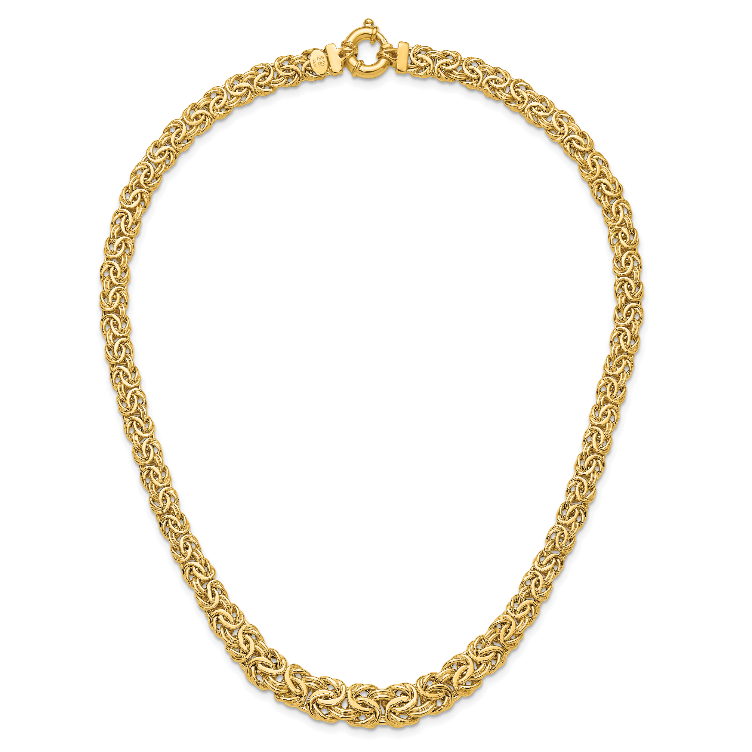14k Fancy Graduated 7-12mm Flat Byzantine 17.5 inch Necklace SF2733