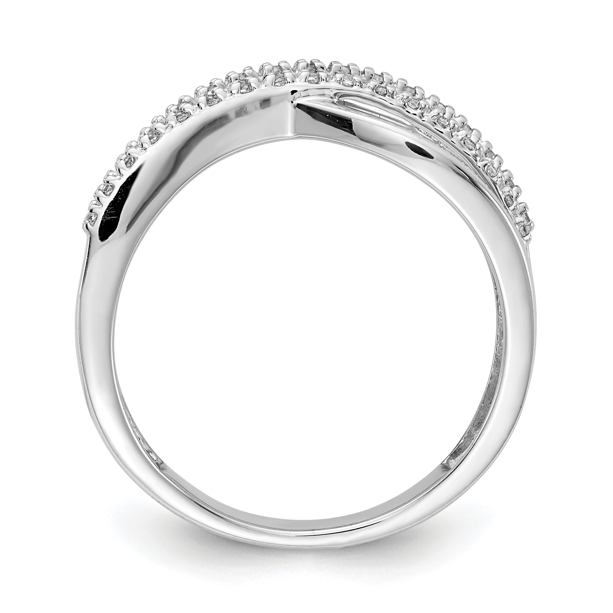 14k White Gold Polished 1/10 carat Diamond 4-Strand Ring RM5666