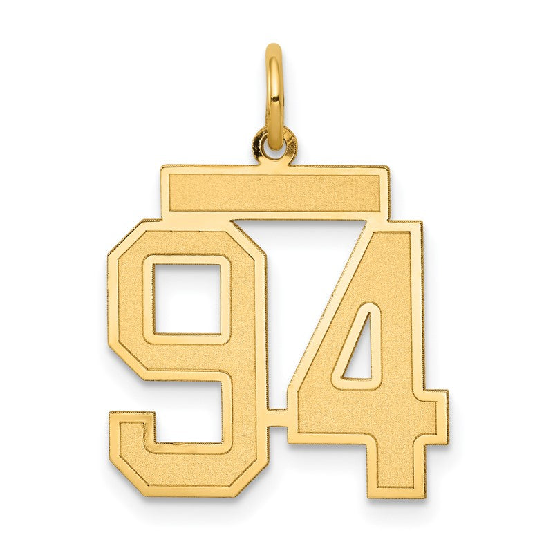 14k Medium Satin Number 94 Charm LSM94