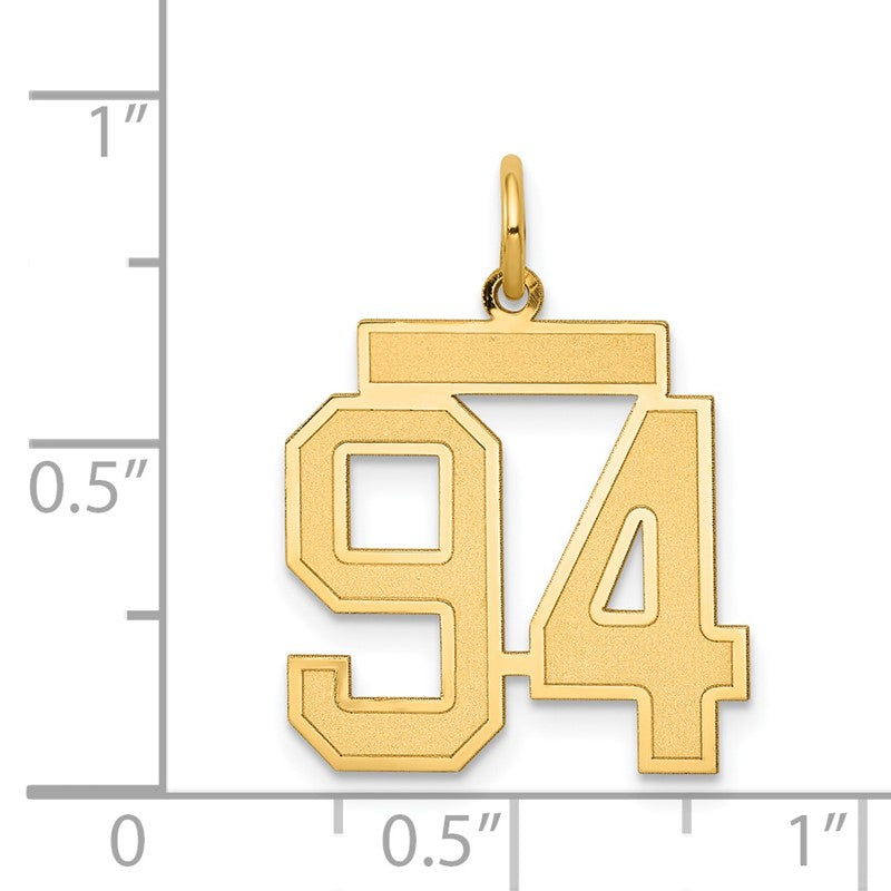 14k Medium Satin Number 94 Charm LSM94