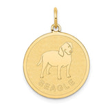 14k BEAGLE 20mm Engravable Disc Dog Charm XAC360