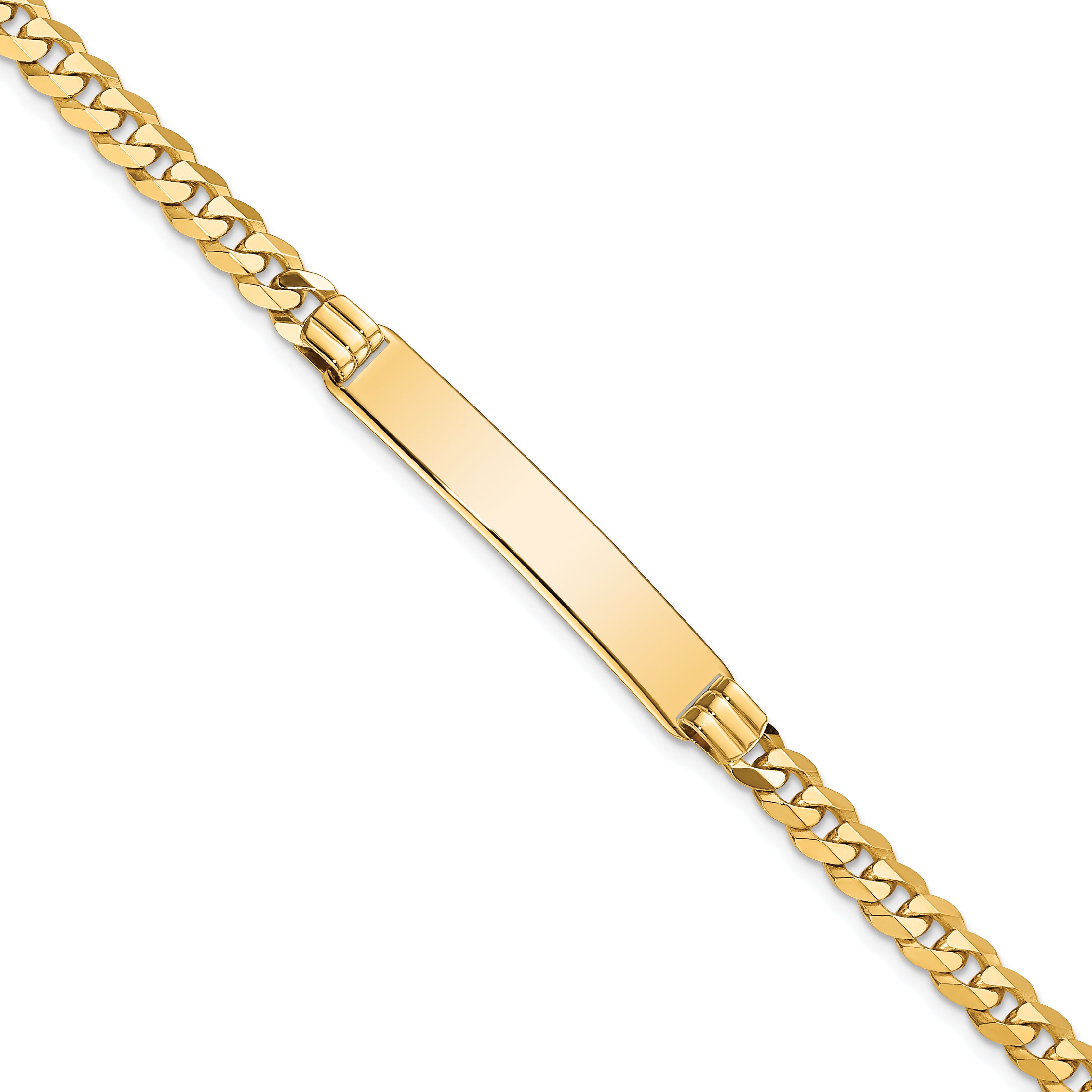 14k Polished Solid Chain/Solid Plate Curb Link 34x7mm Plate 7 inch ID Bracelet LID63