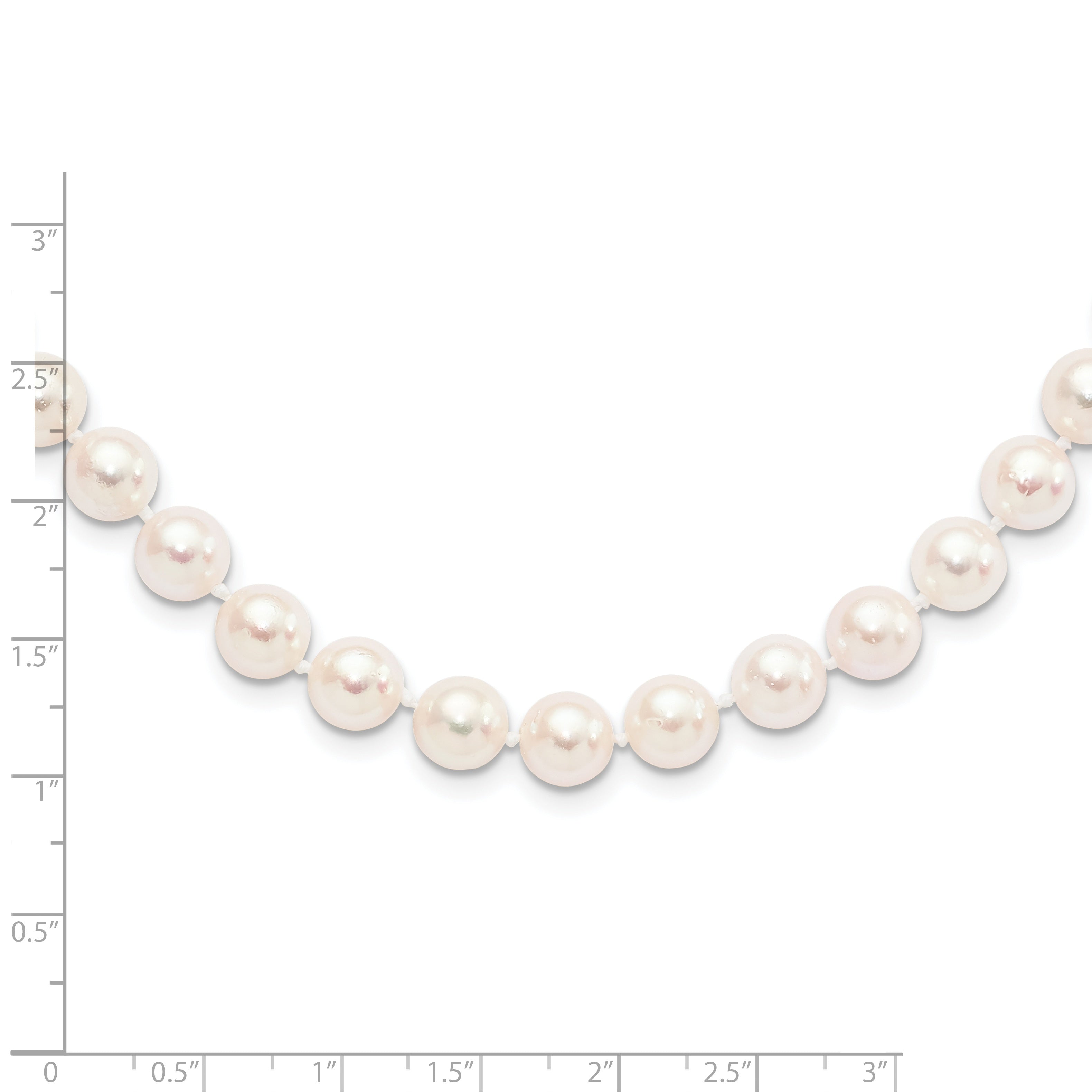 14k 8-9mm White Round Akoya Saltwater Cultured Pearl 18 inch Necklace PL80AA