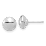 14k White Gold 8mm Polished Puffed Round Button Post Earrings YE1818W