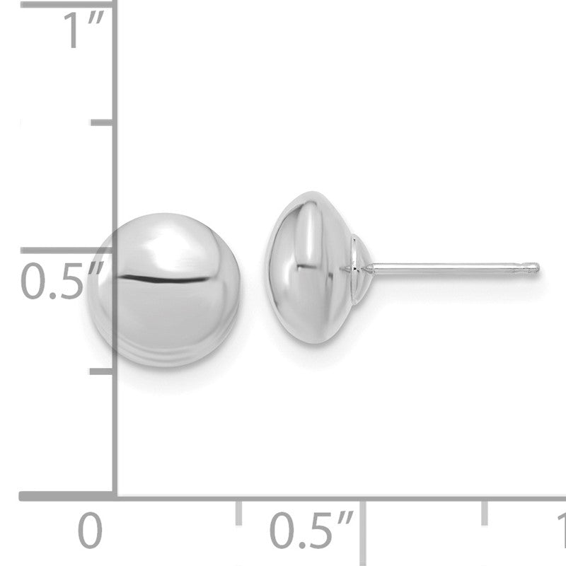 14k White Gold 8mm Polished Puffed Round Button Post Earrings YE1818W