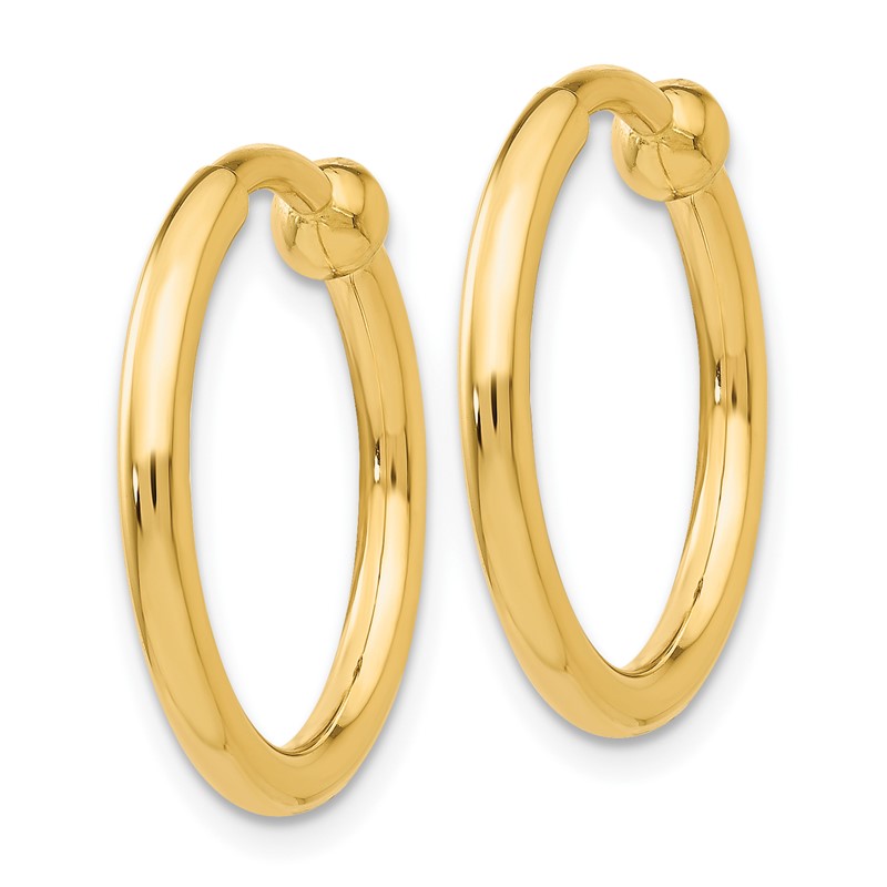 14k 2x15mm Polished Tube Hoop Non-pierced Earrings X94