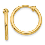 14k 2x15mm Polished Tube Hoop Non-pierced Earrings X94