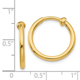 14k 2x15mm Polished Tube Hoop Non-pierced Earrings X94