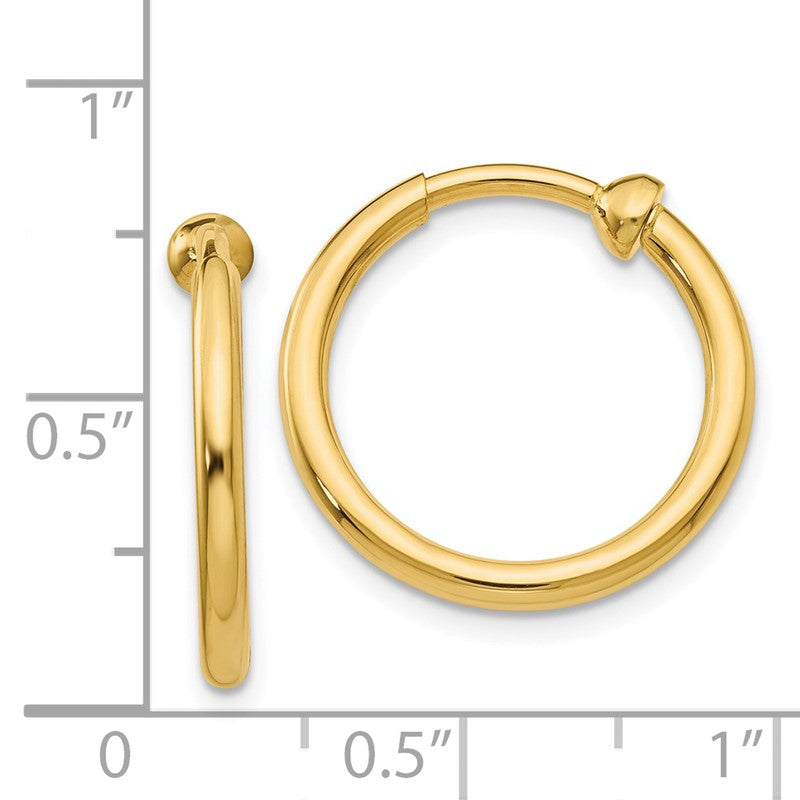 14k 2x15mm Polished Tube Hoop Non-pierced Earrings X94