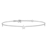 14K White Gold Open Star 3-Station 9 inch Plus 1 inch Extender - Total 10 inch Anklet ANK200