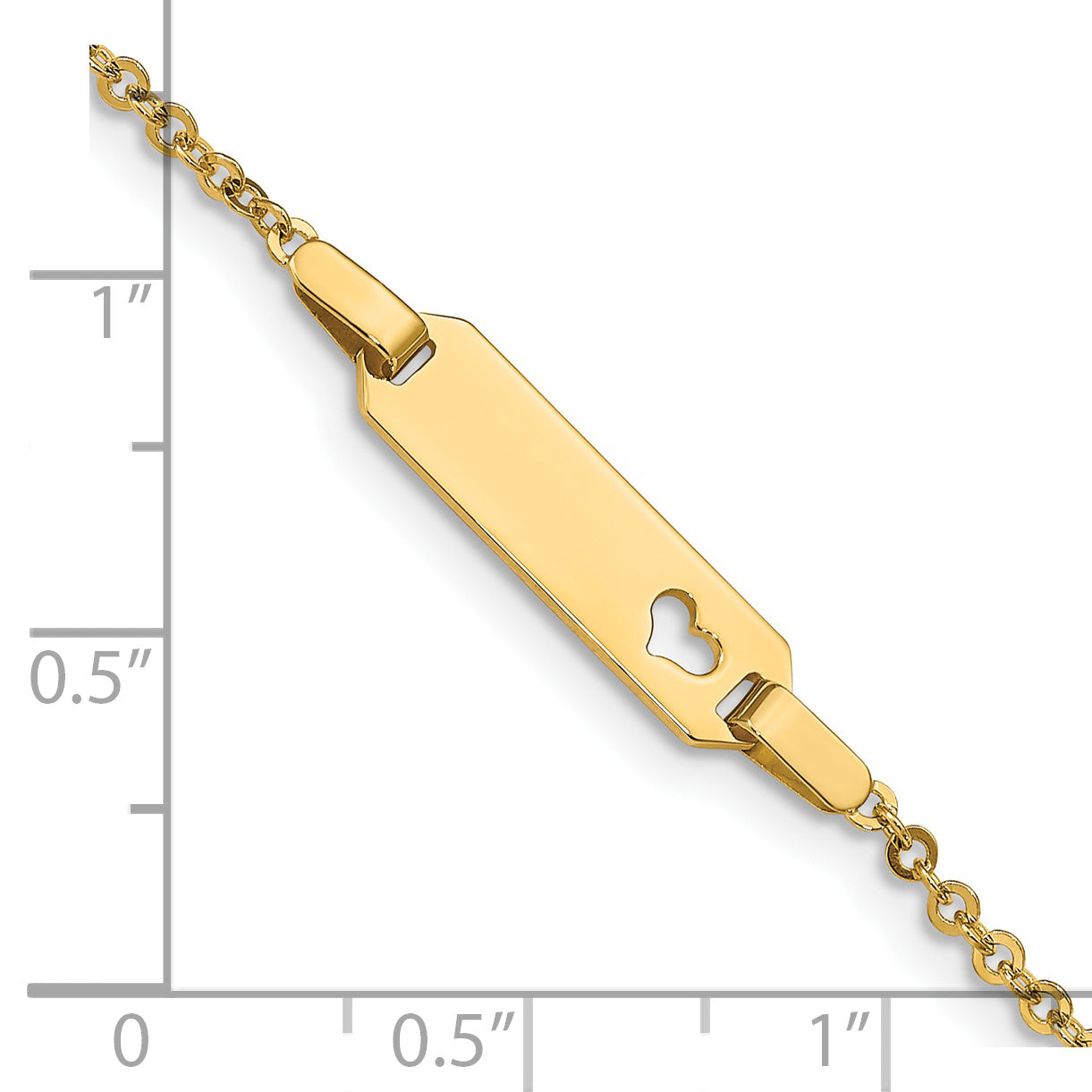 14K Polished Cut-out Heart 18x5mm Plate 6 inch Baby/Child ID Bracelet BID84