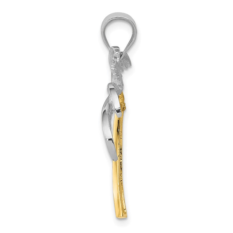 14k Two-tone Palm Tree Pendant K4158