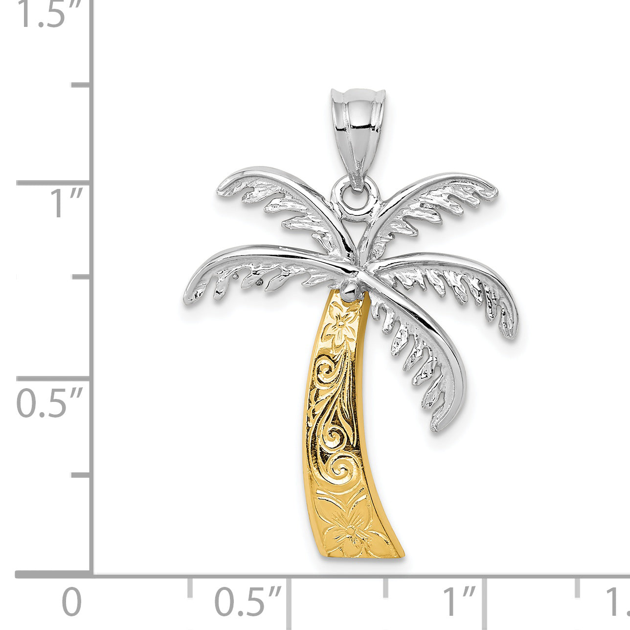 14k Two-tone Palm Tree Pendant K4158