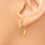 14k 2x20mm Satin Diamond-cut Round Tube Hoop Earrings TC210