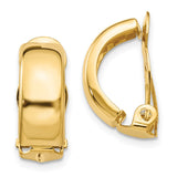 14k 6x18mm Polished Half Hoop Omega Back Non-Pierced Earrings Z906