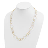 14K Polished Diamond-cut and Textured Circles 18 inch Necklace SF1668