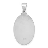 14K White Gold Polished and Satin Hollow Sacred Heart Jesus Oval Pendant XR1240