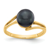14k 7.5mm Black FW Cultured Pearl ring Y4313BP/AAA