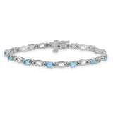14k White Gold Complete Diamond and Oval Swiss Blue Topaz Heart Accent 7 inch Bracelet BM4491