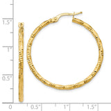 14K Polished and Textured Hoop Earrings TH672