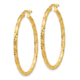 14K Polished and Textured Hoop Earrings TH672