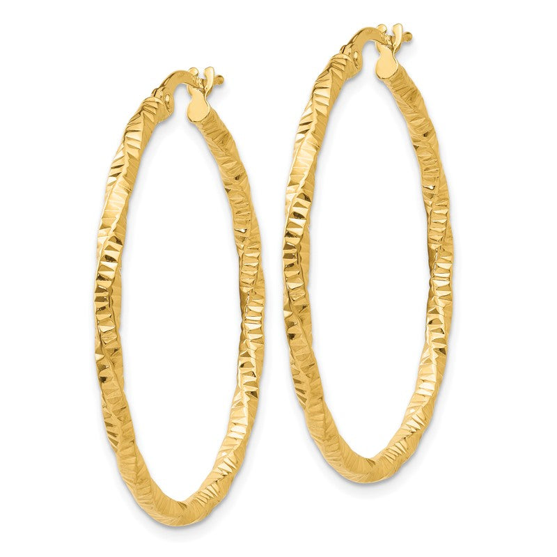 14K Polished and Textured Hoop Earrings TH672