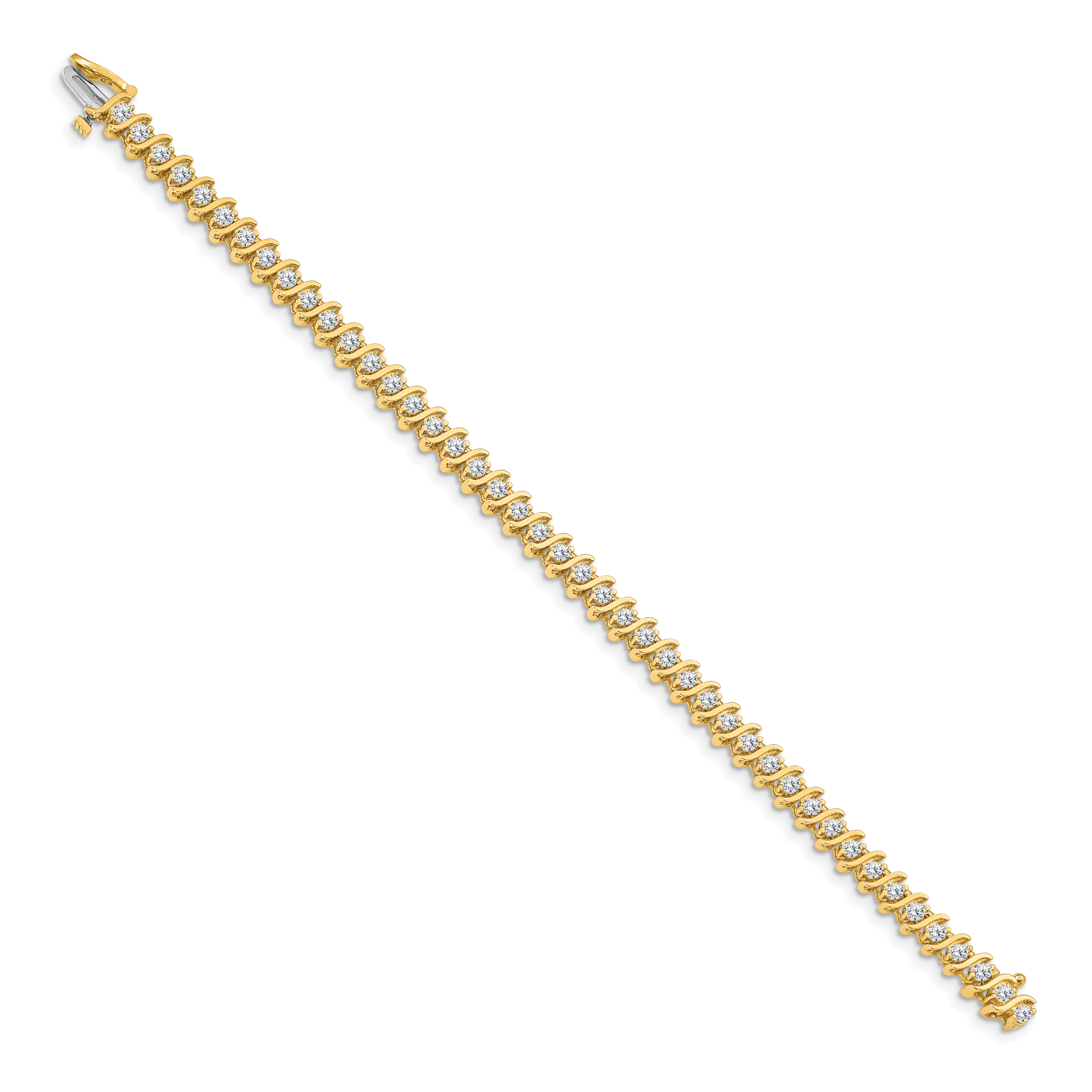 14k Complete 3.08 carat Round A Diamond 2-prong S-link 7 inch Tennis Bracelet X704A