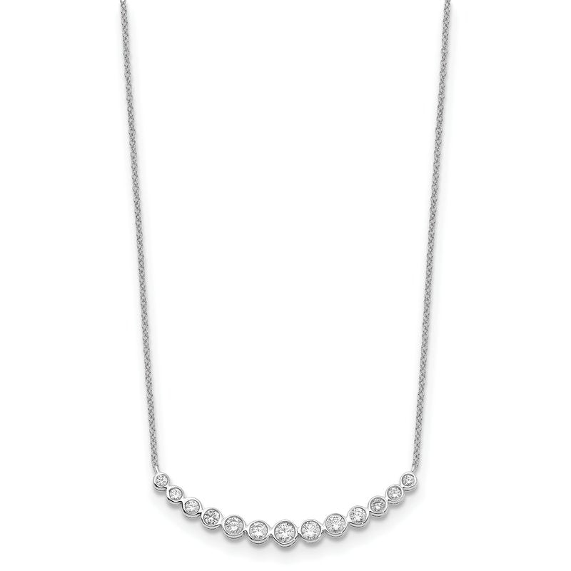 14k White Gold 1/4 carat Diamond Bezel-set Curved Bar 18 inch Necklace PM1005