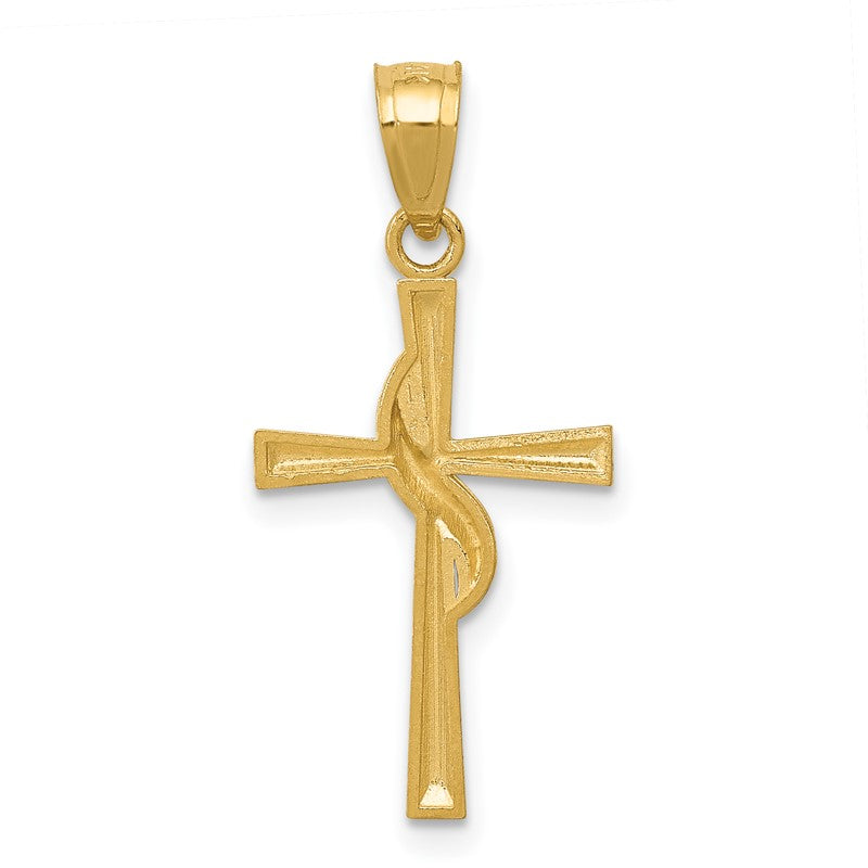 14k Polished Cross with Drape Pendant C3813